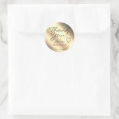 Golden グラデーション Thank You Labelsハートシンボル名 ラウンドシール (バッグ)