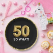 Golden 50 So What Funny Birthday Party ペーパープレート (パーティー)