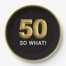 Golden 50 So What Funny Birthday Party ペーパープレート
