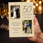 Golden 50 Years Anniversary Photo Thank You Card 招待状