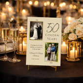 Golden 50 Years Anniversary Photo Thank You Card 招待状