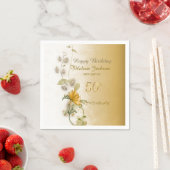Golden 50th birthday paper napkins  スタンダードカクテルナプキン (インサイチュ)