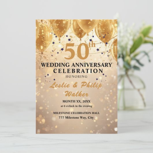 Golden 50th Wedding Anniversary Celebration 招待状 (スタンド正面)