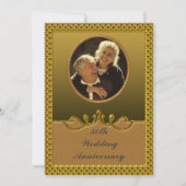 Golden 50th Wedding Anniversary Party Invitation 招待状 (正面)