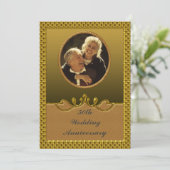 Golden 50th Wedding Anniversary Party Invitation 招待状 (スタンド正面)