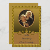 Golden 50th Wedding Anniversary Party Invitation 招待状 (正面/裏面)