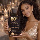 Golden 60 Surprise Birthday Invitation 招待状