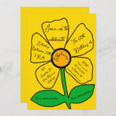Golden 60th Birthday Gold Doodle Flower  招待状 (正面/裏面)