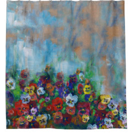 Golden Afternoon Pansies by Jason Street シャワーカーテン