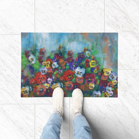 Golden Afternoon Pansies by Jason Street ドアマット (室内)