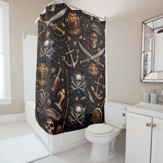 Golden age pirate treasure shower curtain シャワーカーテン (インサイチュ)