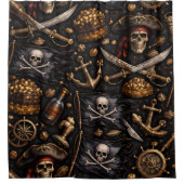Golden age pirate treasure shower curtain シャワーカーテン (正面)
