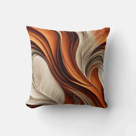 Golden Air – Copper and Bronze Abstract クッション (正面)