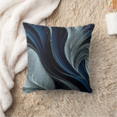 Golden Air – Indigo Flowing Abstract Throw Pillow クッション (ブランケット)