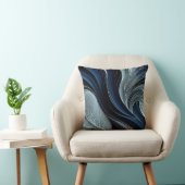 Golden Air – Indigo Flowing Abstract Throw Pillow クッション (椅子)