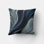 Golden Air – Indigo Flowing Abstract Throw Pillow クッション (裏面)