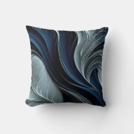 Golden Air – Indigo Flowing Abstract Throw Pillow クッション