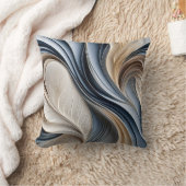 Golden Air - Soft Blue and Gold Flowing Abstract クッション (ブランケット)