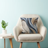 Golden Air - Soft Blue and Gold Flowing Abstract クッション (椅子)