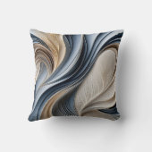 Golden Air - Soft Blue and Gold Flowing Abstract クッション (裏面)