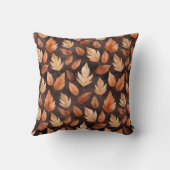 Golden Amber Brown Autumn Leaf Pattern クッション (裏面)