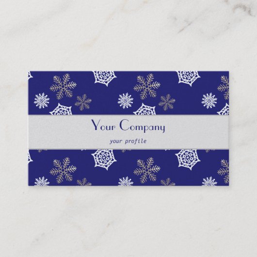 golden and white snowflakes against midnight blue 名刺 (正面)