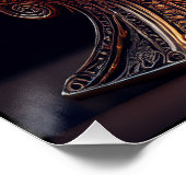 Golden Android Cat On Pedestal With Skull Shield ポスター (コーナー)