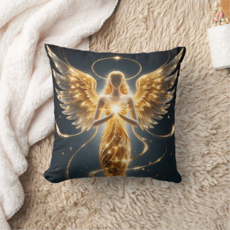 Golden Angel Glamour Throw Pillow クッション