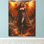 Golden Angel of Fire | Epic Fantasy Wall Art キャンバスプリント (インサイチュ (ウッドフロア))