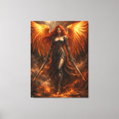 Golden Angel of Fire | Epic Fantasy Wall Art キャンバスプリント (正面)