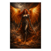 Golden Angel of Fire | Epic Fantasy Wall Art ポスター (正面)