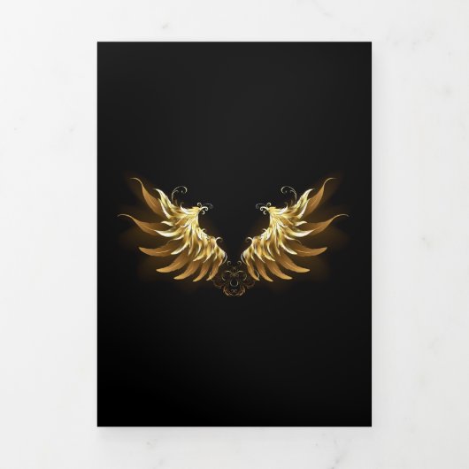 Golden Angel Wings on Black background 三つ折りクリスマスカード (カバー)