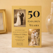 Golden Anniversary Photo Timeline Elegant Gold 招待状