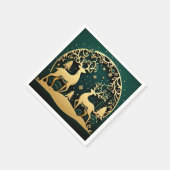 Golden Antler Grove – Snowflake Arch スタンダードカクテルナプキン (角)