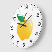 Golden Apple Bright Yellow Fruit ラージ壁時計 (傾斜)
