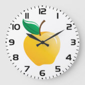Golden Apple Bright Yellow Fruit ラージ壁時計 (正面)