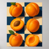 Golden Apricot Checkerboard Art Print, Kitchen  ポスター (正面)