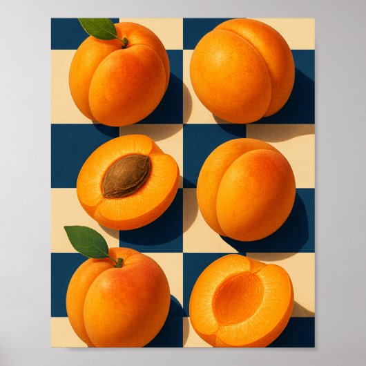 Golden Apricot Checkerboard Art Print, Kitchen ポスター (正面)