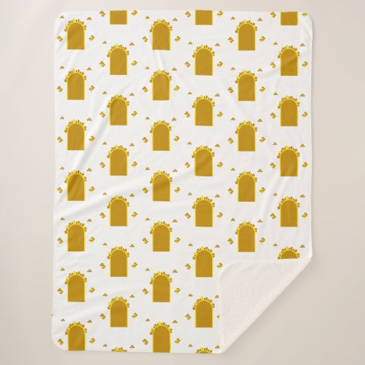  Golden Archway Portal – Minimalist Abstract シェルパブランケット (正面)