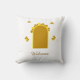 Golden Archway Portal – Minimalist Abstract Design クッション