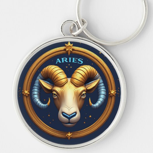 Golden Aries Zodiac Shield キーホルダー (正面)