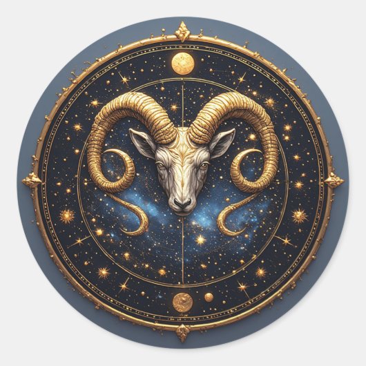Golden Aries Zodiac Shield ラウンドシール (正面)