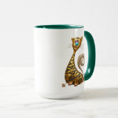 Golden Art Deco Cat Geometric Kitten Art マグカップ (正面右)