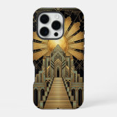 Golden Art Deco iPhone 16 Pro Case iPhoneケース (裏面)