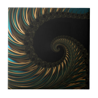golden artistic Spiral Spin, modern fractal art タイル