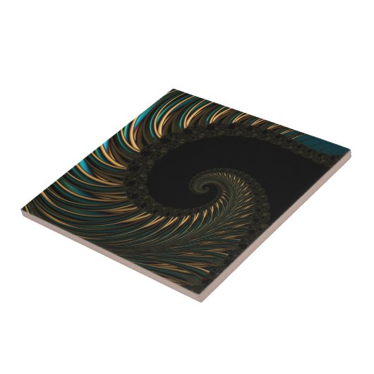 golden artistic Spiral Spin, modern fractal art タイル (側面)