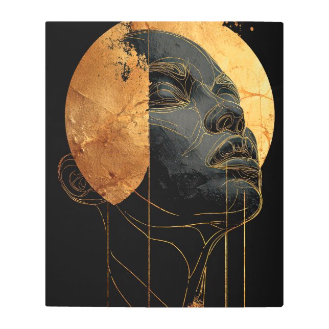 Golden Ascension Abstract Face Metal Art Print メタルプリント (正面)