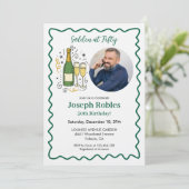 Golden at Fifty Party Photo 50th Birthday Green 招待状 (スタンド正面)