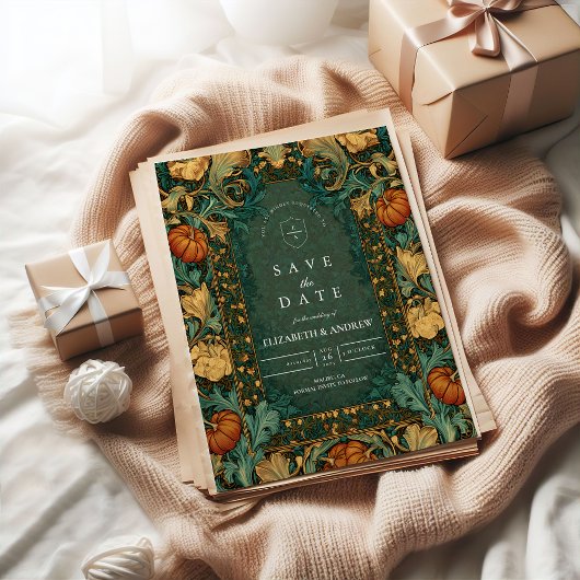 Golden Autumn Botanical Wedding セーブザデート