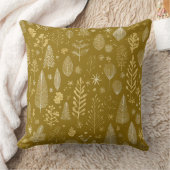 Golden Autumn Christmas Botanical Pattern クッション (ブランケット)